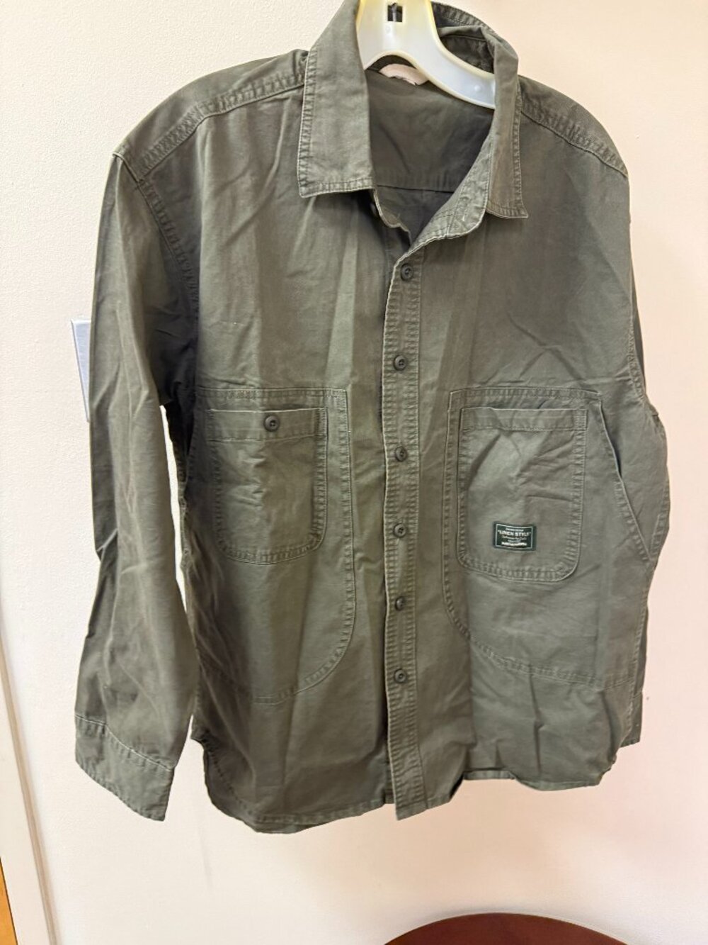 Men’s XL Olive Green Utility Shirt Jacket Shacket Workwear Pockets